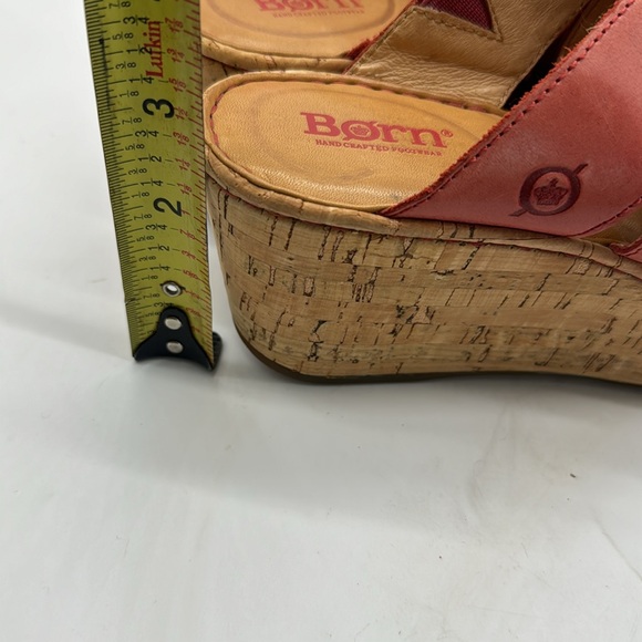 Born Red Leather Strappy Sandal With Cork Wedge Size 7 MCS6374E - Picture 11 of 11